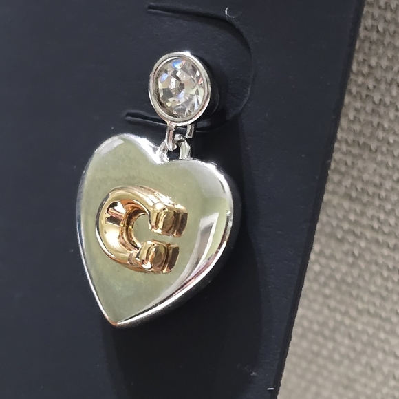 Coach Signature Heart Drop Earrings - Picture 4 of 5